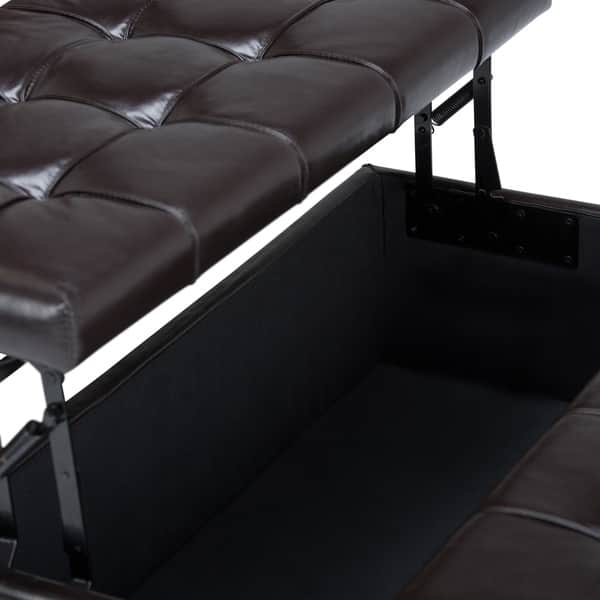 Wyndenhall Elliot Coffee Table Storage Ottoman With Lift Top In Distressed Grey Taupe As Is Item Overstock 28311755