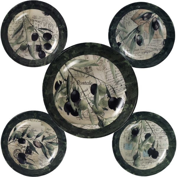 slide 1 of 1, Certified International Olivia Ceramic Hand-painted Pasta Bowls (Set of 5)