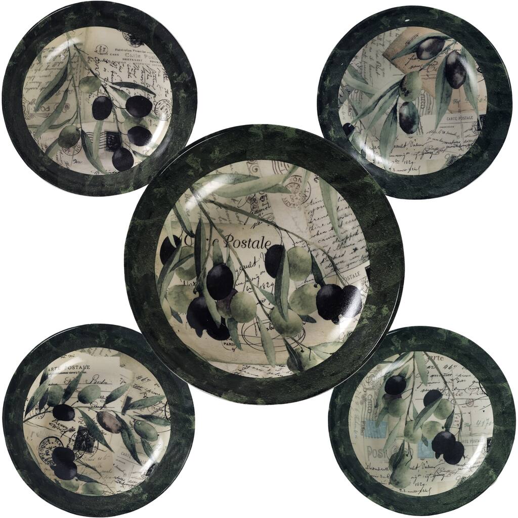 Certified International Olivia Ceramic Hand-painted Pasta Bowls (Set of 5)