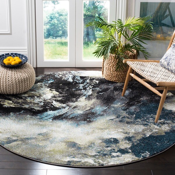 Safavieh Glacier Contemporary Abstract Blue/ Multi Area Rug (6' 7 Round