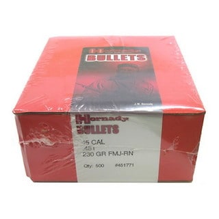 Hornady 45 Caliber Bullets (.451) 230 Gr GMJ-RN/500