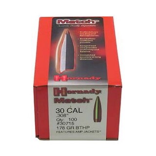 Hornady 30 Caliber Bullets .308" 178gr BTHP Match /100