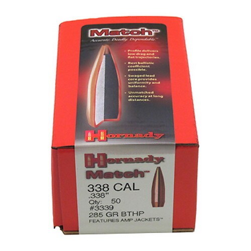 Hornady 338 Caliber Bullets .338 285Gr BTHP Match/50