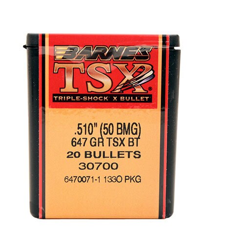Barnes Bullets Triple-Shock X 50 BMG, 647 Grain, Boat Tail, Per 20