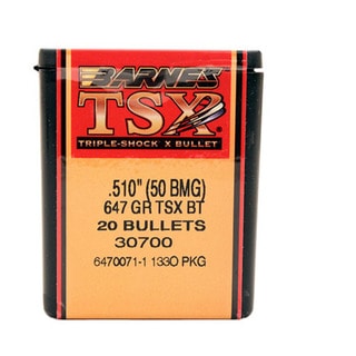 Barnes Bullets Triple-Shock X 50 BMG, 647 Grain, Boat Tail, Per 20