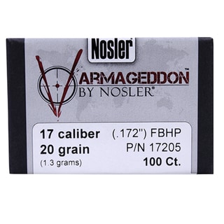 Nosler 17 Caliber Bullets Varmageddon, 20 Grains, Hollow Point Flat Base, Per 100