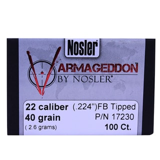 Nosler 22 Caliber Bullets Varmageddon, 40 Grains, Tipped Flat Base, Per 100