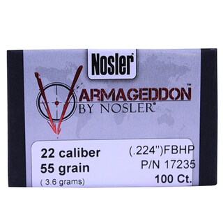 Nosler 22 Caliber Bullets Varmageddon, 55 Grains, Hollow Point Flat Base, Per 100