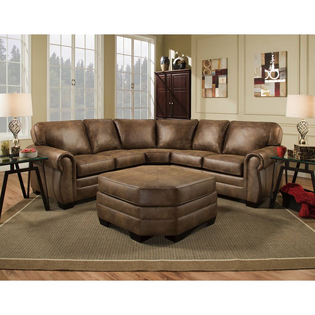 Simmons Upholstery Shiloh Faux Leather Sectional with Ottoman
