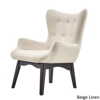iNSPIRE Q Alida Button Tufted Linen Fabric Accent Chair  Modern (Beige)