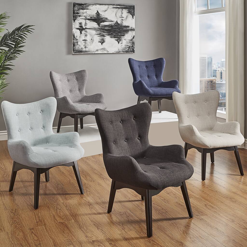 Alida Button Tufted Linen Fabric Accent Chair iNSPIRE Q Modern