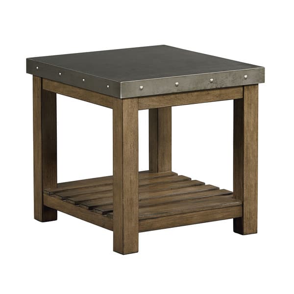 Shop Riverton Stainless Steel And Wood End Table Free Shipping