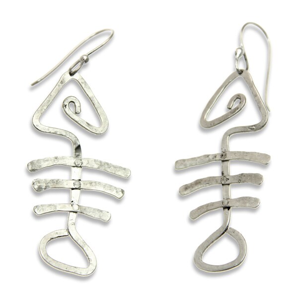 Handmade Sterling Silver Bone Fish Earrings Indonesia Handmade Sterling Silver X27 Bone Fish Earrings Indonesia