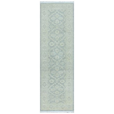 Handmade Vegetable Dye Whitewash Oushak Wool Runner (Afghanistan) - 2'7 x 8'3