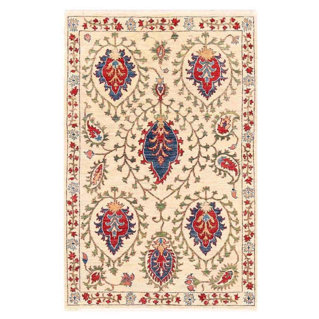 Handmade Herat Oriental Afghan Vegetable Dye Suzani Wool Rug (Afghanistan) - 3'5 x 5'2