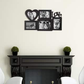 Size 5x5 Decorative Accessories For Less Adeco Love 5 Opening Plastic Black Wall Hanging Photo Frame Collage