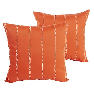 Perry Orange Dotted Stripes Indoor/ Outdoor 22 inch Square Pillow Set