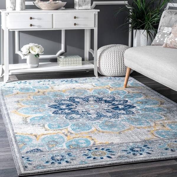 YouCustomizeIt Watercolor Mandala Area Rug 5'x4' w/Name or Text YouCustomizeIt Watercolor Mandala Area Rug 5'x4' w/Name or Text