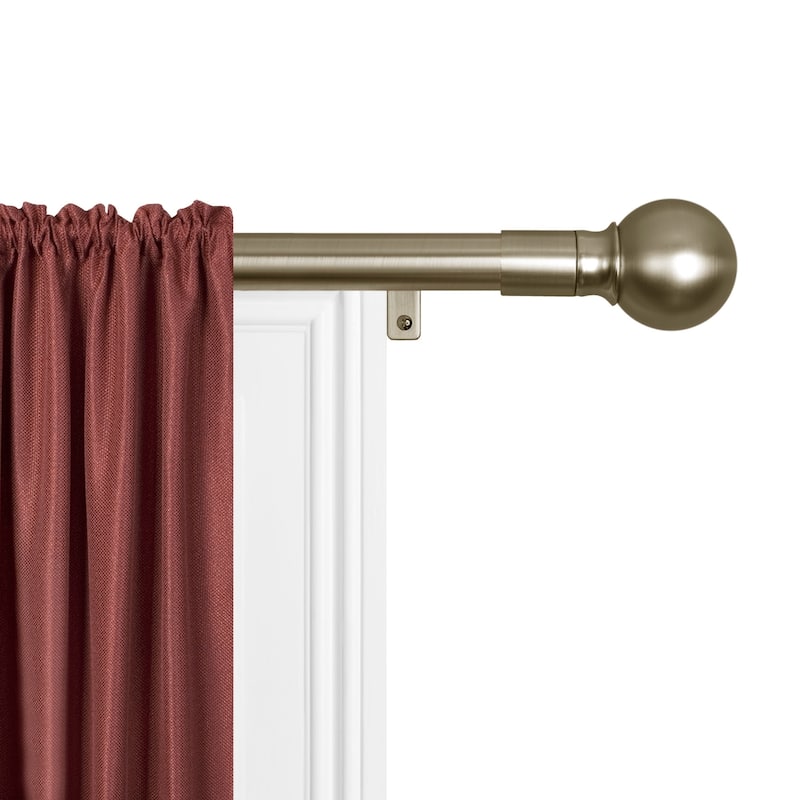 Maytex Smart Rods Easy-install Extendable Drapery Rod (48 to 120-inch) - 48"-120" - Brown Finish/Brass Finish - Brass
