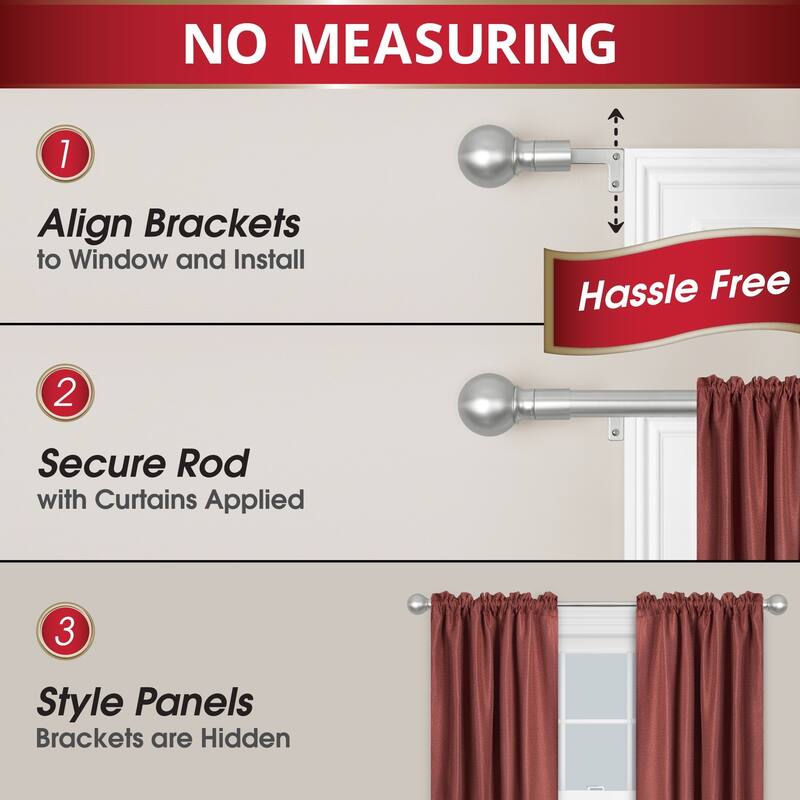 Maytex Smart Rods Easy-install Extendable Drapery Rod (48 to 120-inch)