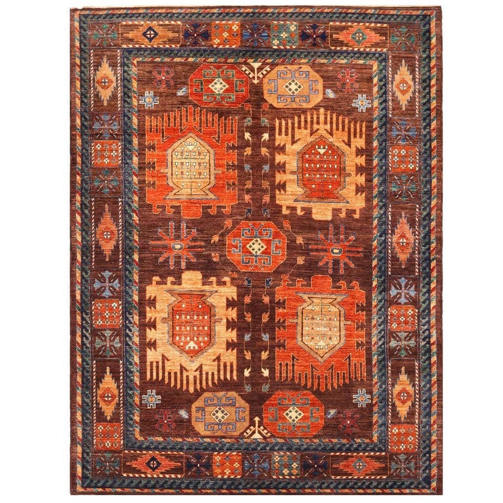 Handmade One-of-a-Kind Vegetable Dye Turkoman Wool Rug (Afghanistan) - 6'9 x 9'1