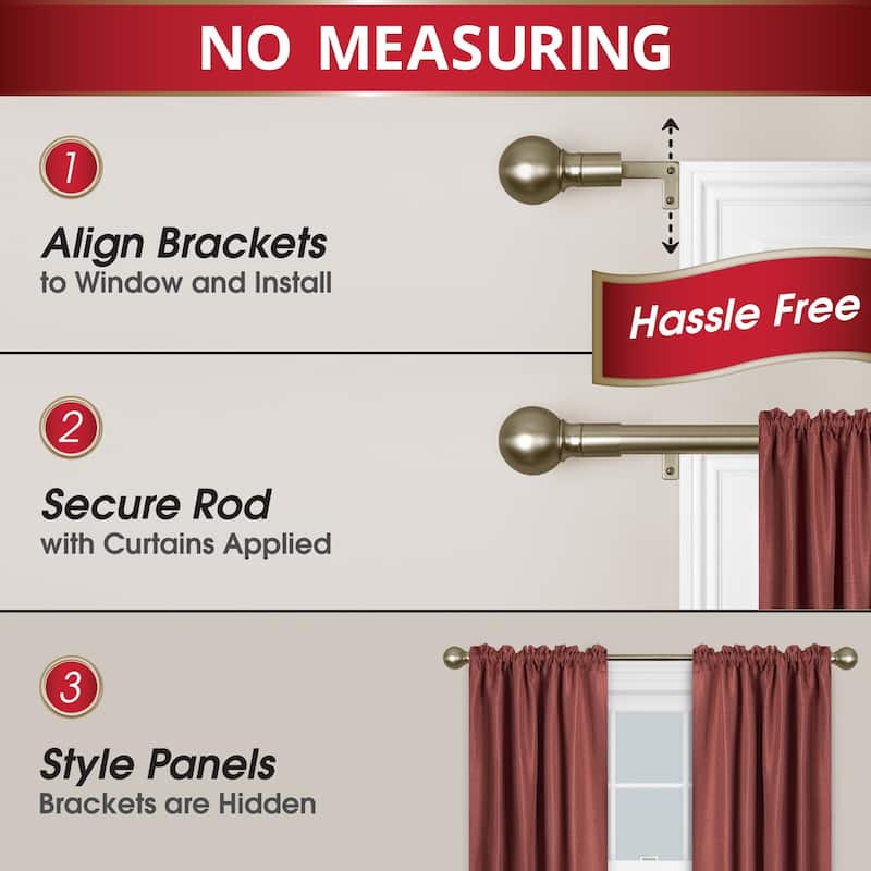 Maytex Smart Rods Easy-install Extendable Drapery Rod - 18 - 48 inches - 18 - 48 inches