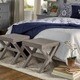 Parton Linen Fabric X-Base Nailhead 17 Inch Ottoman Bench by iNSPIRE Q Bold - Thumbnail 5
