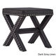 Parton Linen Fabric X-Base Nailhead 17 Inch Ottoman Bench by iNSPIRE Q Bold - Thumbnail 9