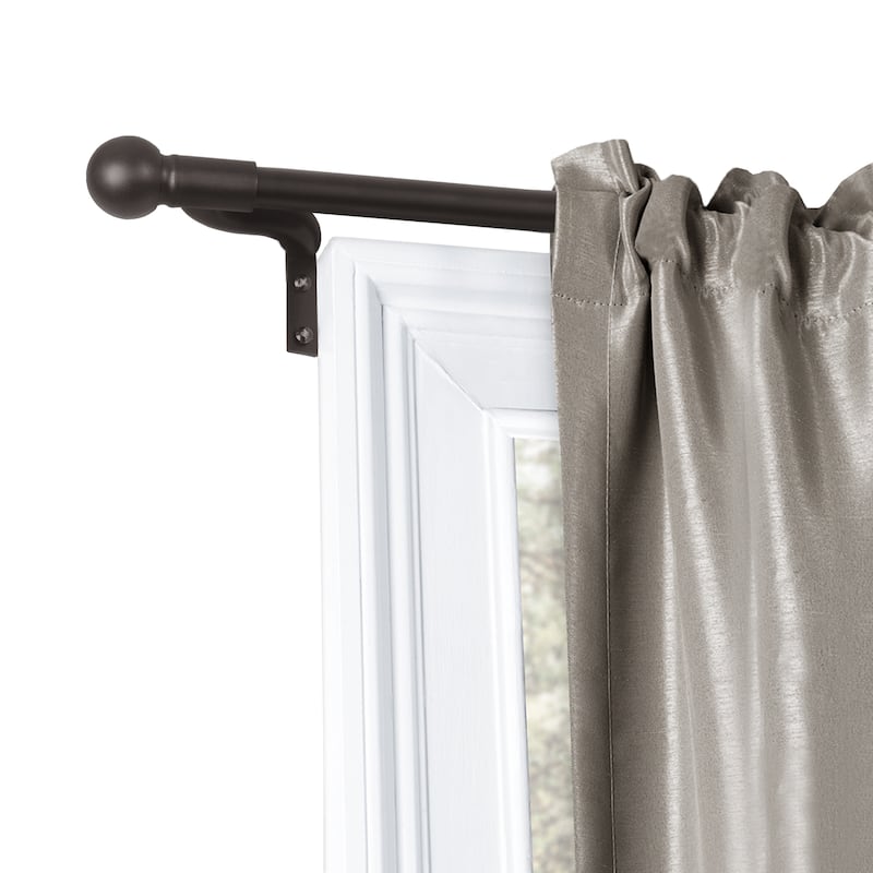 Maytex Smart Rods Easy Install No Measuring Window Cafe Rod - Oil Rubbed bronze - Brown Finish/Bronze Finish - 48 inches to 120 inches