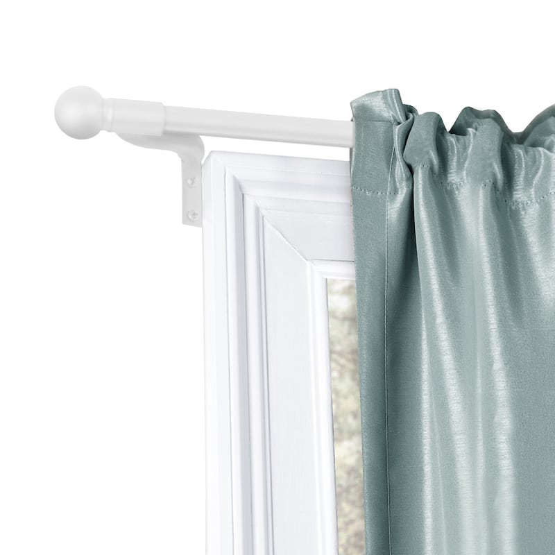 Maytex Smart Rods Easy Install No Measuring Window Cafe Rod - White - Powder Coated/White Finish - 48 inches - 120 inches