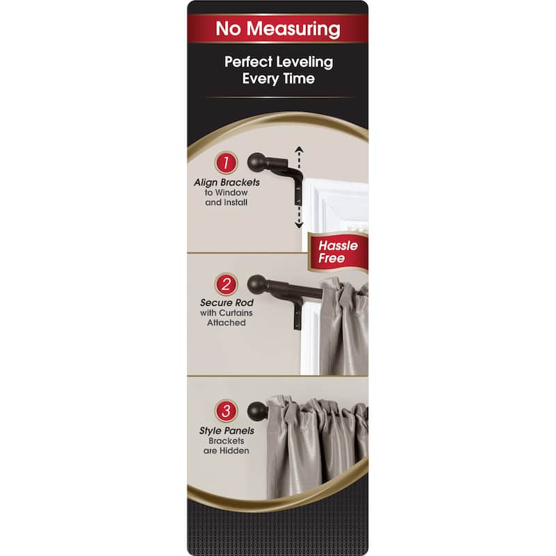Maytex Smart Rods Easy Install No Measuring Window Cafe Rod