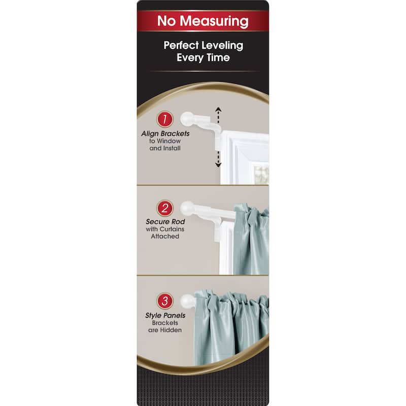 Maytex Smart Rods Easy Install No Measuring Window Cafe Rod