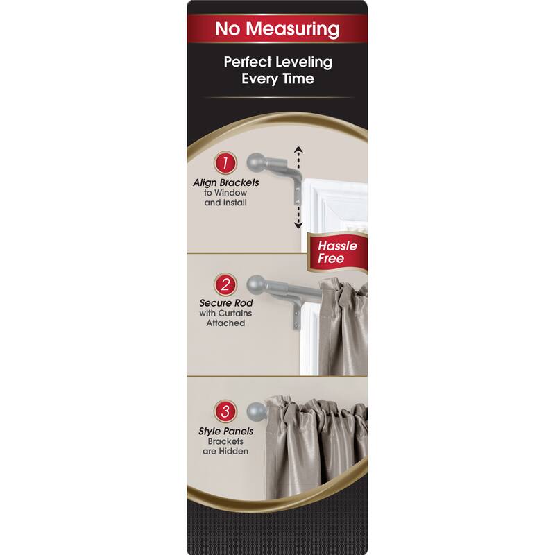 Maytex Smart Rods Easy Install No Measuring Window Cafe Rod