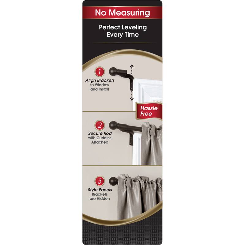 Maytex Smart Rods Easy Install No Measuring Window Cafe Rod