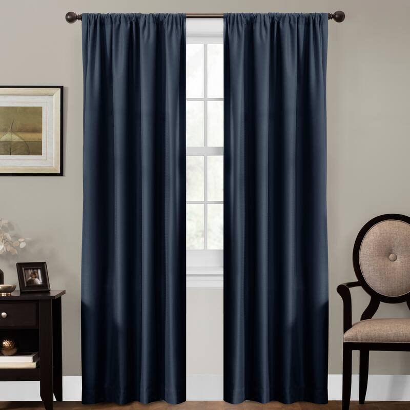 Maytex Smart Curtains Julius 100 Percent Blackout Window Curtain - Navy