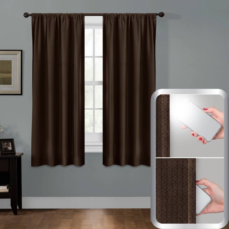 Maytex Smart Curtains Julius 100 Percent Blackout Window Curtain Panel - Chocolate