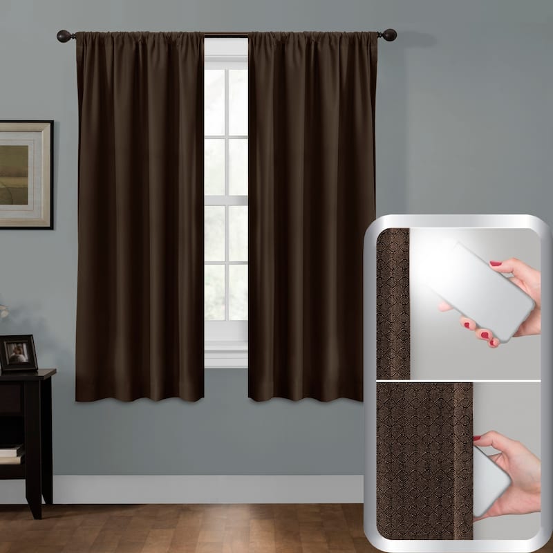 Maytex Smart Curtains Julius 100 Percent Blackout Window Curtain Panel - Chocolate