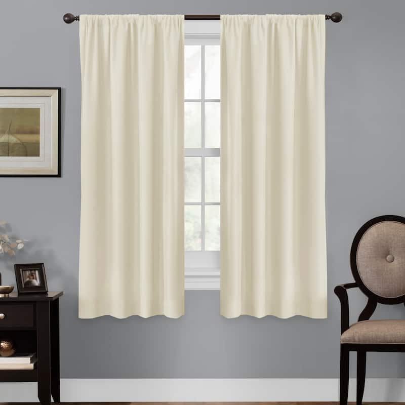 Maytex Smart Curtains Julius 100 Percent Blackout Window Curtain Panel - Linen