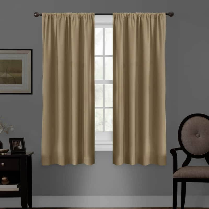 Maytex Smart Curtains Julius 100 Percent Blackout Window Curtain Panel - Tan