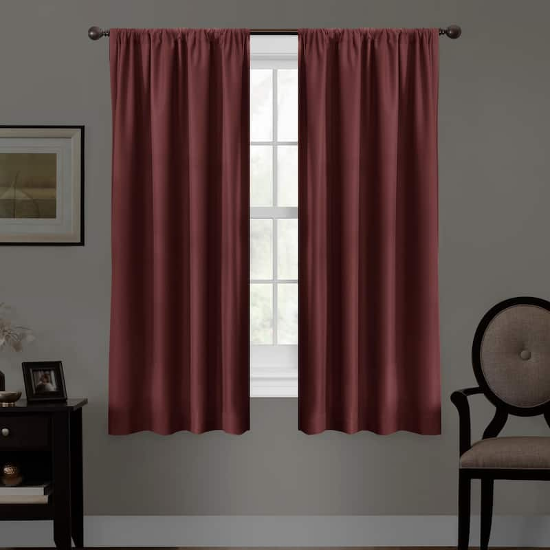 Maytex Smart Curtains Julius 100 Percent Blackout Window Curtain Panel - Burgundy