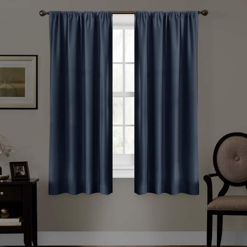 Maytex Smart Curtains Julius 100 Percent Blackout Window Curtain Panel - Navy