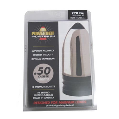 Powerbelt Bullets Platinum AeroTip 50 Caliber Bullets (Per 15) 270 Gr
