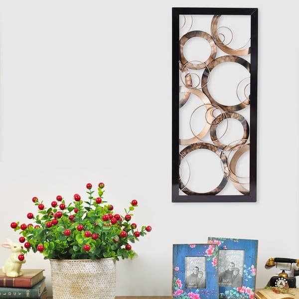 slide 2 of 5, Adeco Large Metal Wall Sculpture Decor with Frame