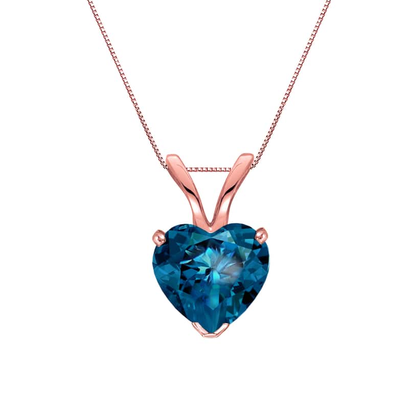 Auriya 14k Gold 1ct TDW Blue Heart Shaped Diamond Pendant Necklace (SI2-SI3)