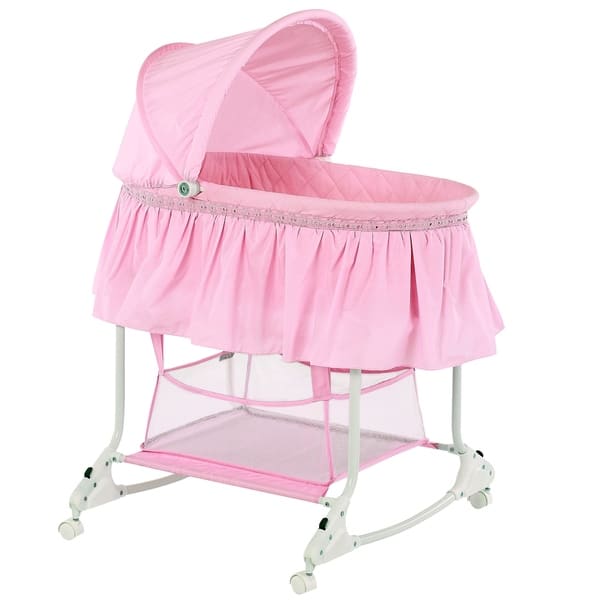 slide 2 of 6, Dream on Me Willow Pink Plastic Bassinet