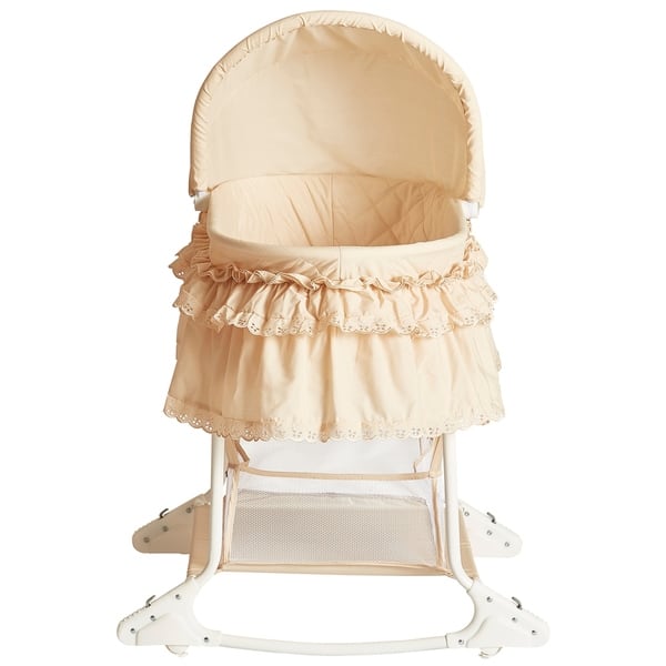 slide 2 of 6, Dream On Me Willow Beige Metal and Fabric Bassinet Beige