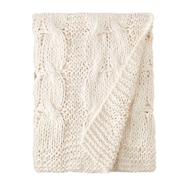 Natural knitted online throw