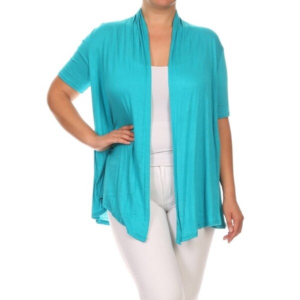 Women's Rayon Plus-size Solid Color Cardigan