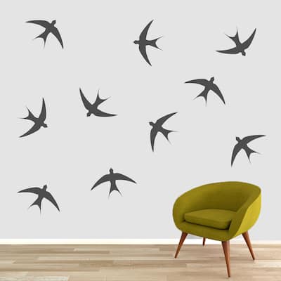 Large Swallow Vinyl Wall Decal Birds Set