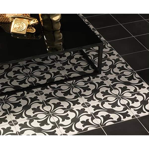 Handmade Sefrou in Black and White Tile, Pack of 12 (Morocco)